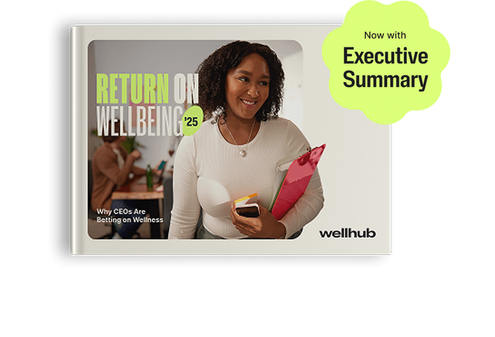 An image of of the Return on Wellbeing 2025 report cover is shown, highlighting the executive summary now available.