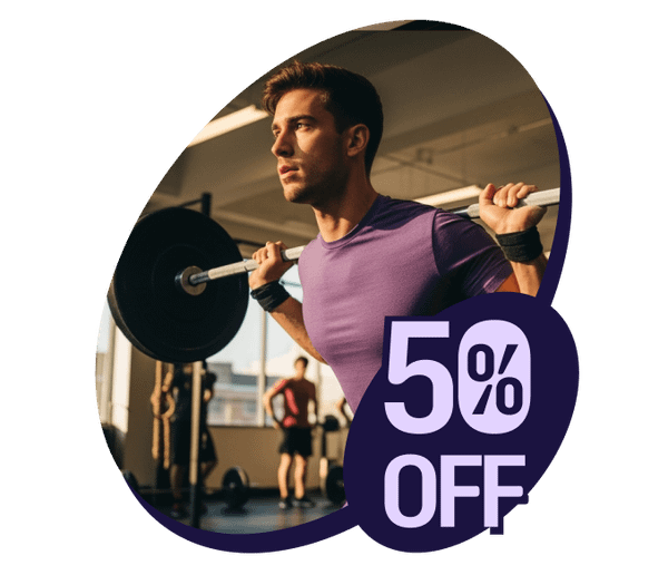 A man lifting a barbell in a gym with text overlay reading "$1 PLANS.