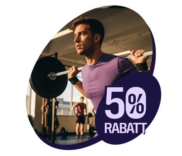 A man lifting a barbell in a gym with text overlay reading "$1 PLANS.