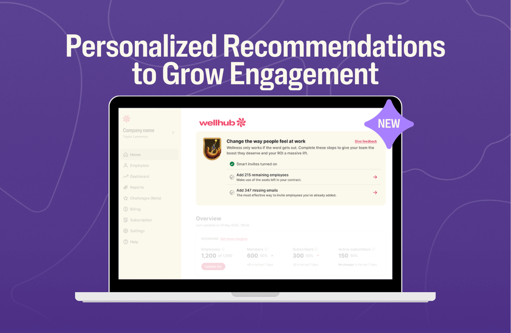 Your Wellhub for Companies homepage now includes a simple checklist of high-impact actions designed to improve employee reach, enrollment, and engagement. We’ll surface the actions that matter most to your program’s success, so you can focus on the right priorities and drive stronger results with Wellhub.