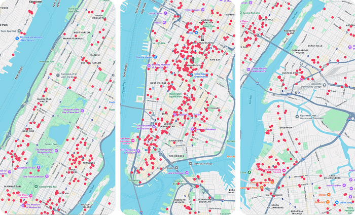 New York City map with partners location highlighted across all 5 boroughs.