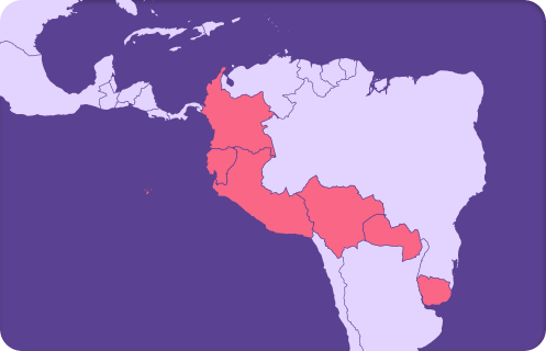 As an example, a map highlights the a region of South America where Wellhub digital access can be chosen.