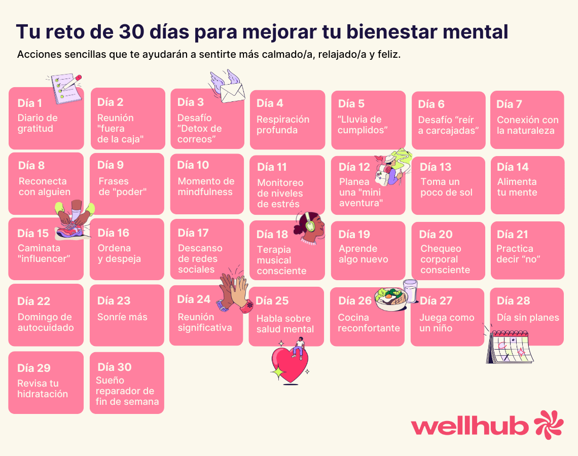 reto de bienestar mental calendario