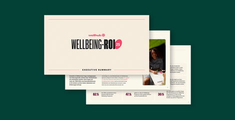 Bild des Covers der Executive Summary der Studie zum Wellbeing-ROI 2025. 