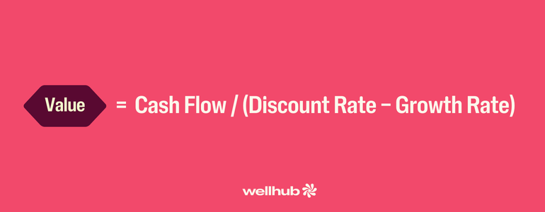 Value = Cash Flow / (Discount Rate − Growth Rate​)