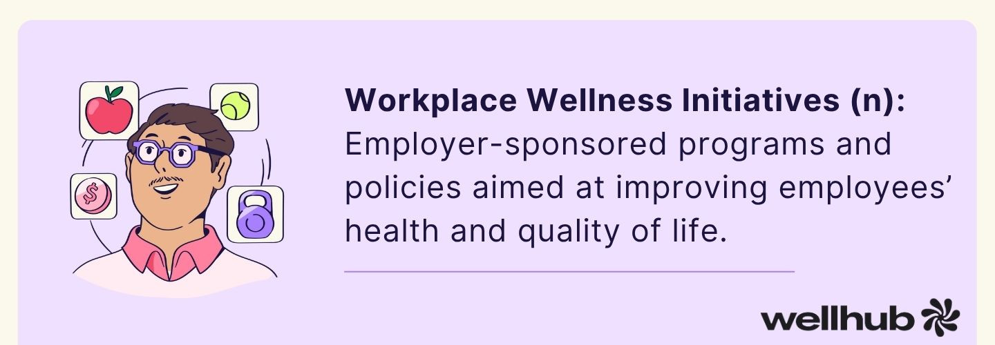 Definition of workplace wellness initiatives as employer programs to boost employee health and life quality.